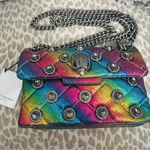 Kurt Geiger Handbags - Kurt Geiger Rainbow Quilted Mini Kensington Bag with Crystal Accents